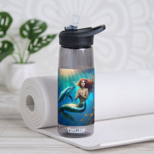 "Oceaan's Dans: Een Zeemeermin en Dolfijnen Reis" Waterfles