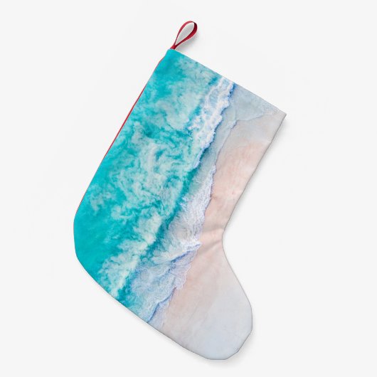 Oceaanstrand, mooi landschap, reisthema. kleine kerstsok (Voorkant (Hangend))