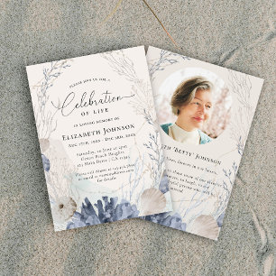 Oceaanstrand viering van het leven-herdenking kaart