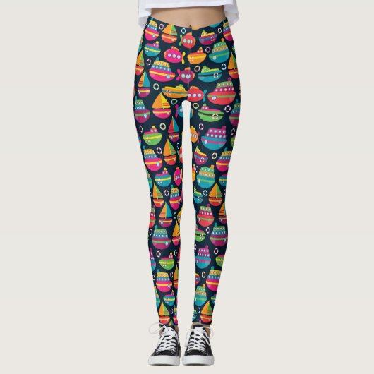 Oceaantransportpatroon Leggings (Voorkant)