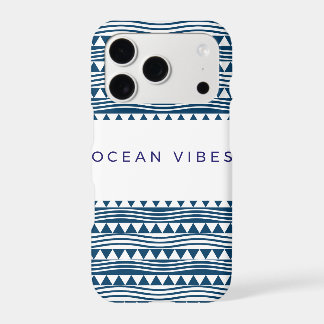 Oceaanvibes geometrisch  – marineblauwe kust