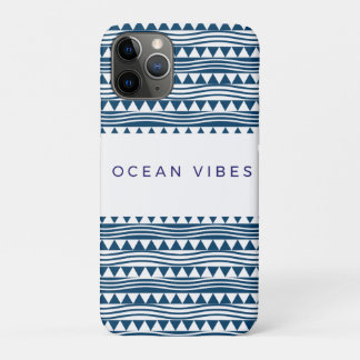 Oceaanvibes geometrisch  – marineblauwe kust iPhone 11 pro hoesje