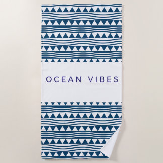 Oceaanvibes geometrisch  – marineblauwe kust strandlaken