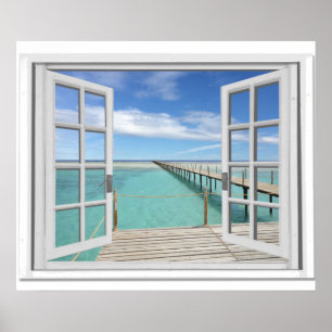 Oceaanzicht Trompe l'oeil Nepraam Poster