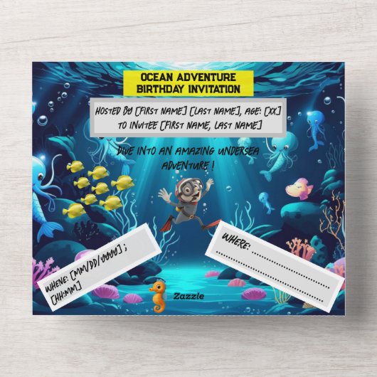 Ocean Adventure Birthday - Carte plat (Recto)