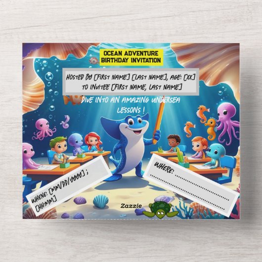 Ocean Adventure Classroom Anniversaire - Carte Pla (Recto)