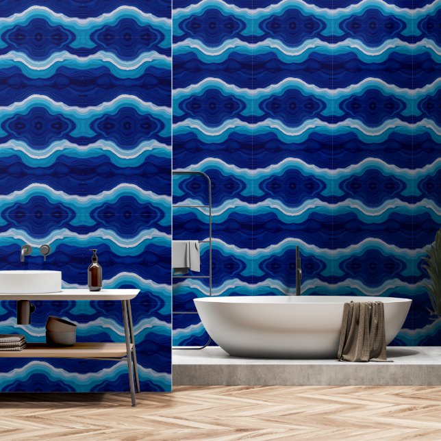 Ocean Agate: betoverende zeelagen Behang (Badkamer)