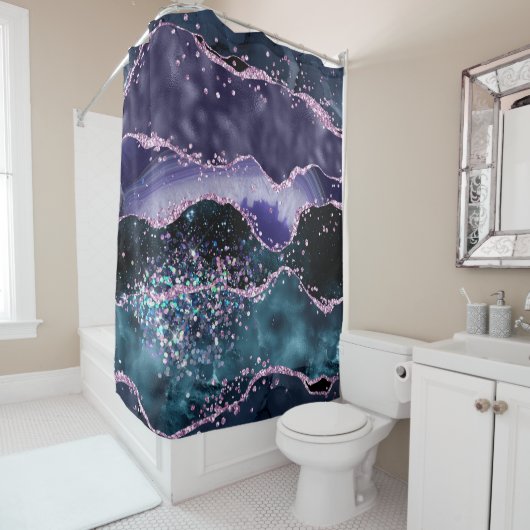 *~* Ocean Agate Celestial GLITTER AP8  Douchegordijn (In situ)