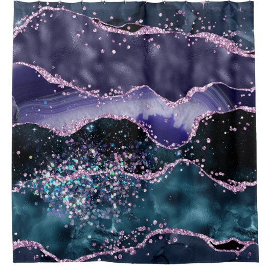 *~* Ocean Agate Celestial GLITTER AP8  Douchegordijn (Voorkant)