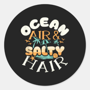 Ocean Air Amp Zout Haar Strand Zomervakanties Fu Ronde Sticker