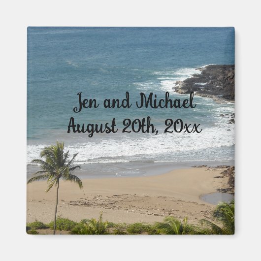 Ocean and Beach Wedding Date Magnet Magneet (Voorkant)