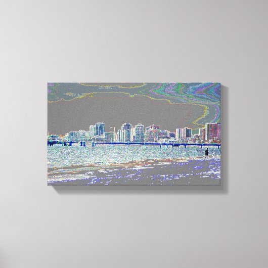Ocean and City Uitzicht Canvas Afdruk (Voorkant)