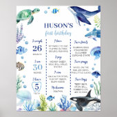 Ocean Animal Boy Anniversaire Jalon Poster (Devant)
