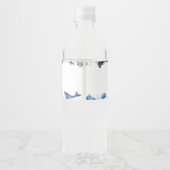Ocean Animal Boy Birthday Water Bottle Étiquette (Dos)