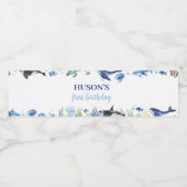 Ocean Animal Boy Birthday Water Bottle Étiquette (Étiquettes simples)