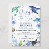 Ocean Animal Boy Turtle Invitation Anniversaire (Devant)