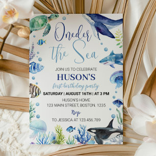 Ocean Animal Boy Turtle Invitation Anniversaire