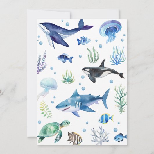 Ocean Animal Boy Turtle Verjaardag uitnodiging (Achterkant)