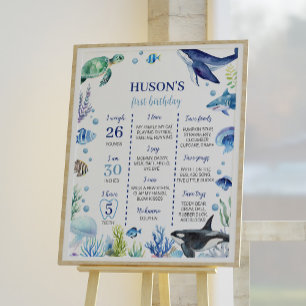 Ocean Animal Boy Verjaardag Mijlpaal teken Poster