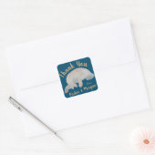 Ocean Animal Manatee Baby shower Dank u Vierkante Sticker (Envelop)
