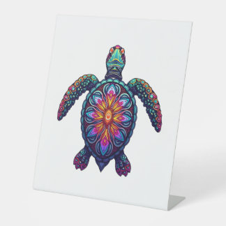 Ocean Animal Tie Dye Tribal Zee Animal Maori Turtl Reclamebord Met Voetstuk