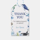 Ocean Animal Turtle verjaardagsthema dank u Label Cadeaulabel (Voorkant)