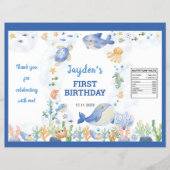 Ocean Animals Boy Verjaardag Chip Bag Wrapper Flyer (Voorkant)