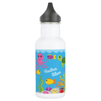 Ocean Animals Cute Kinder Water Bottle met naam Waterfles