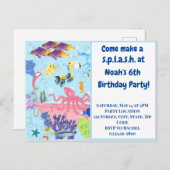 Ocean Animals Invitation Anniversaire Carte postal (Devant / Derrière)