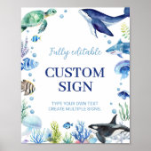 Ocean Animals Jongen Verjaardag Aangepaste Tafel T Poster (Voorkant)