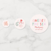 Ocean Animals Meisje 1e Verjaardagsfeest Confetti (Voorkanten)