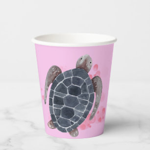 Ocean Animals Turtle Kids Verjaardagsfeestje Roze Papieren Bekers