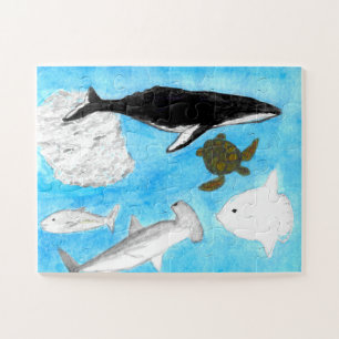 Ocean Animals Waterverf Puzzle, 30 stuk Legpuzzel