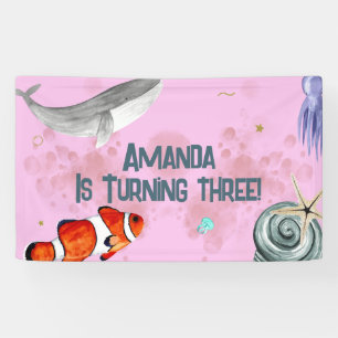 Ocean Animals Whale Wild Life Party Roze Spandoek