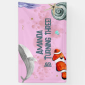 Ocean Animals Whale Wild Life Party Roze Spandoek (Verticaal)