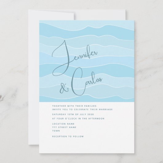 Ocean Aqua Blue Faire-part de mariage (Devant)