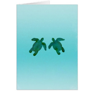 Océan Aquarelle Vert Bleu 2 Tortues Marines