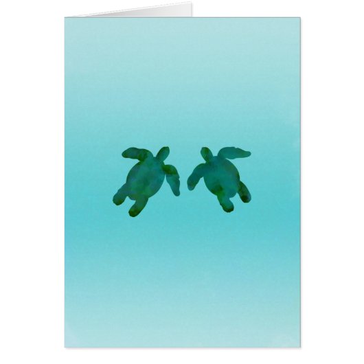 Océan Aquarelle Vert Bleu 2 Tortues Marines (Devant)