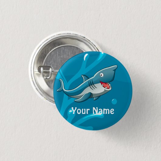 Ocean Aquatic Cute Shark Custom Button (Voorkant /achterkant)