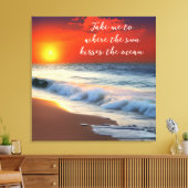 Ocean Art en Quote | Zonsondergang op het zandstra Canvas Afdruk (Insitu (Woonkamer))