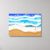 Ocean Art, White Foamy Waves op een zandstrand Canvas Afdruk (Voorkant)