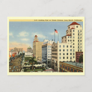 Ocean Ave., Long Beach, Vintage van Californië Briefkaart