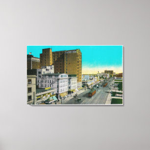 Ocean Avenue die naar het oosten kijkt, Long Beach Canvas Afdruk