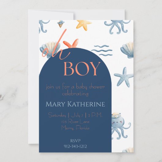 Ocean Baby Boy Shower invitation (Devant)