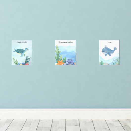 Ocean Baby Nursery Room Decor Muurkunst Sets (Houten vloer)