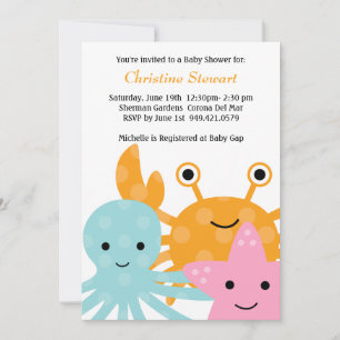 Ocean Baby shower Invitation Kaart