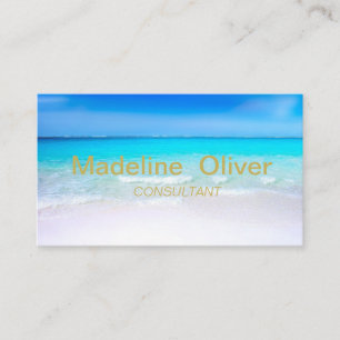 Ocean Beach Aqua Blue Zee Travel Moderne Gold Visitekaartje