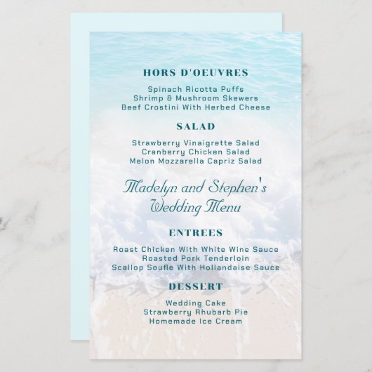 Ocean Beach Arrière - plan Mariage Menu Modèle (Devant / Derrière)