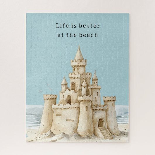 Ocean Beach Birds Blue Sky Cream Sand Castle Legpuzzel (Verticaal)