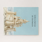 Ocean Beach Birds Blue Sky Cream Sand Castle Legpuzzel (Horizontaal)